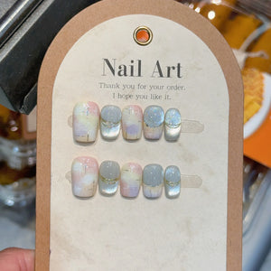 10pcs Love Cat Eye Handmade Press on Nails Simple Fake Nails False Nails Short Artificial Nail
