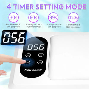 2-in-1 Hand Pillow UV/LED Nail Lamp – 96 Beads 2X Fast Drying, 4 Timer Modes & Removable Base Nail lamp fast drying