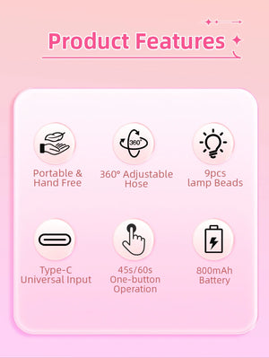 Rechargeable Adjustable UV LED Nail Lamp for Gel Polish Curing Professional Cordless Nail Dryer for Salon and Home Use