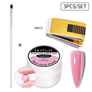 LILYCUTE 7ml Non Stick Hand Solid Extension Gel Nail Polish 3D Auroras Effect Carving Flower Function For Finger ProlongHard Gel