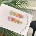 10Pcs Handmade Press on Nails Blue Fake Nails with Fish Pattern Wearable Stick-on Nails Full Cover False Nai