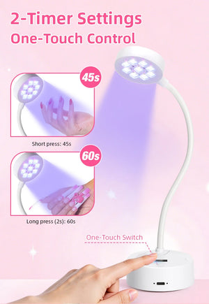 Rechargeable Adjustable UV LED Nail Lamp for Gel Polish Curing Professional Cordless Nail Dryer for Salon and Home Use