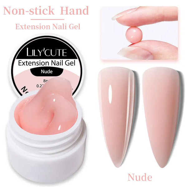 LILYCUTE 7ml Non Stick Hand Solid Extension Gel Nail Polish 3D Auroras Effect Carving Flower Function For Finger ProlongHard Gel