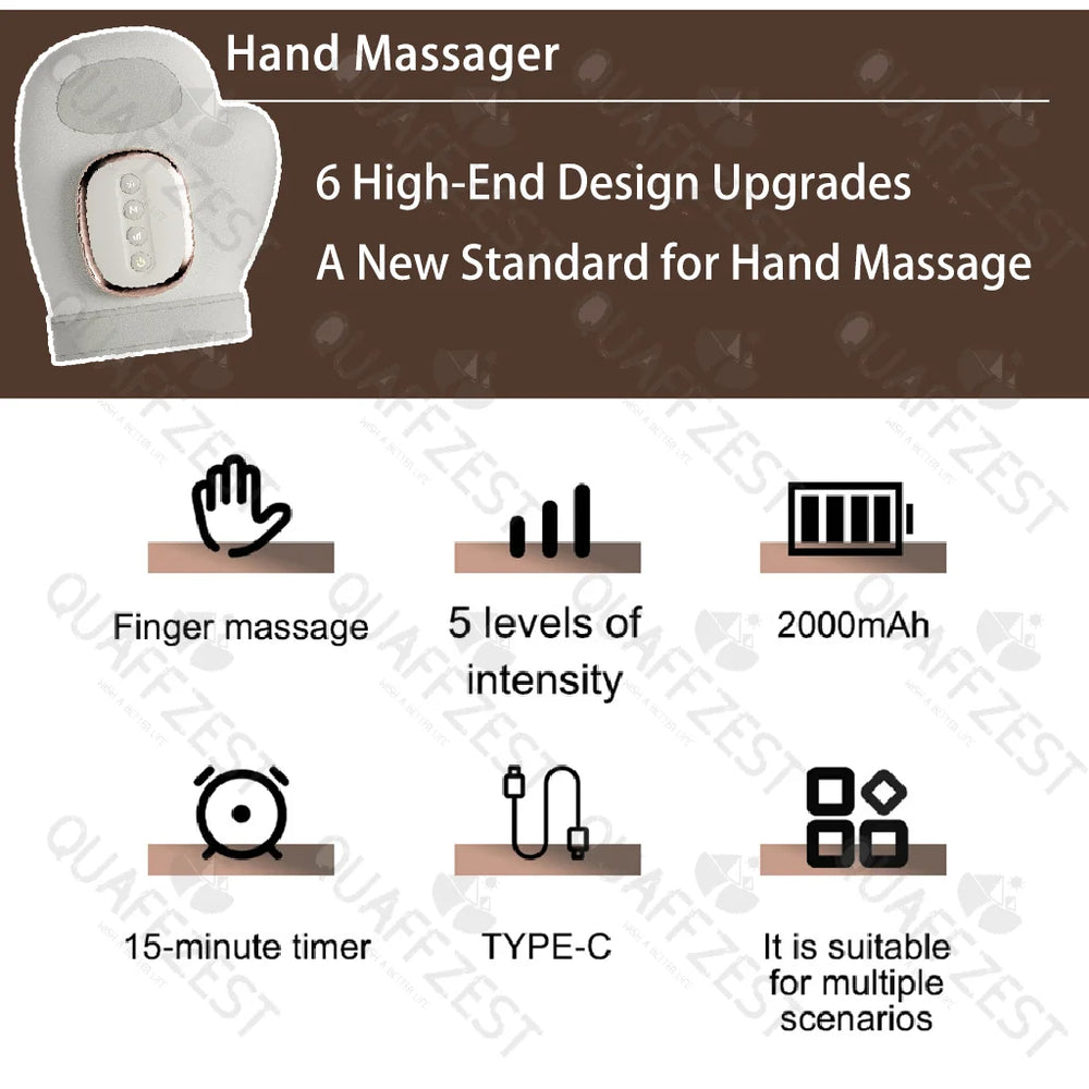 Electric Hand Massager with Airbag Compress Carpal Tunnel Wrist Finger Massagers Portable Vibrating Gloves Kneading Rollers