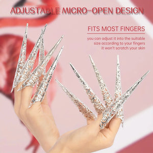 10pcs Ancient Costume Fake Nails Queen Nail Ring Costume Antique Style for Drama Dance Show Halloween Cosplay Nails Accessories