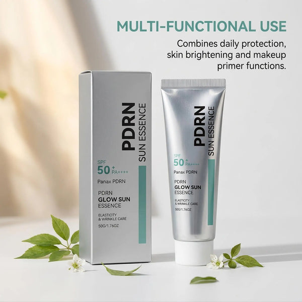 SPF 50 PDRN Facial Sunscreen Essence Broad Spectrum UV Defense Waterproof Moisturizing Refreshing Non Sticky Daily Face Sun Care