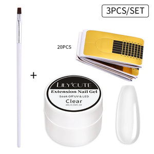 LILYCUTE 7ml Non Stick Hand Solid Extension Gel Nail Polish 3D Auroras Effect Carving Flower Function For Finger ProlongHard Gel