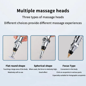 Electric Massage Pen Adjustable For Body Back Hand Massage Press And Relax Muscles, Battery Powered Silver