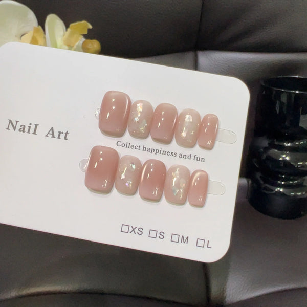 10pcs Love Cat Eye Handmade Press on Nails Simple Fake Nails False Nails Short Artificial Nail