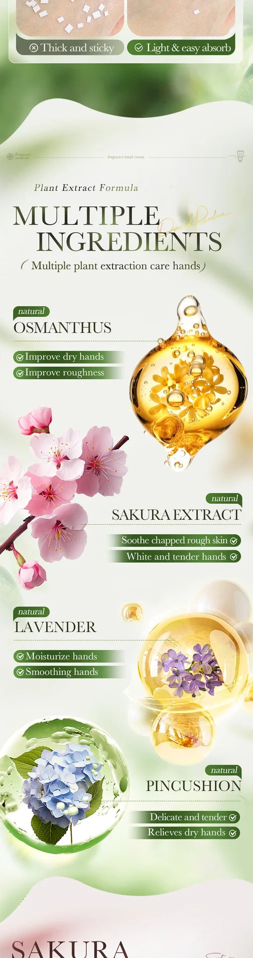 75g BIOAQUA Lavender Sakura Moisturizing Hand Cream Jasmine Moisturizing Nourishing Hydrating Hands Moisturizer Skin Care