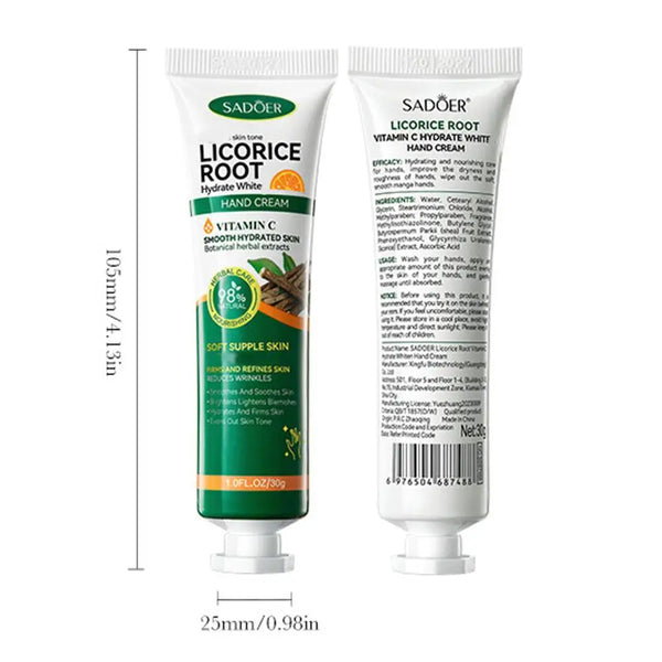 1/3/5/10 pcs SADOER Liquorice Whitening Hydrating Hand Cream with plant Essence Moisturizing Nourishing Brightening Hands Care