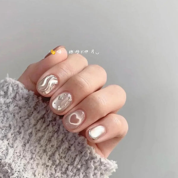 10pcs Love Cat Eye Handmade Press on Nails Simple Fake Nails False Nails Short Artificial Nail