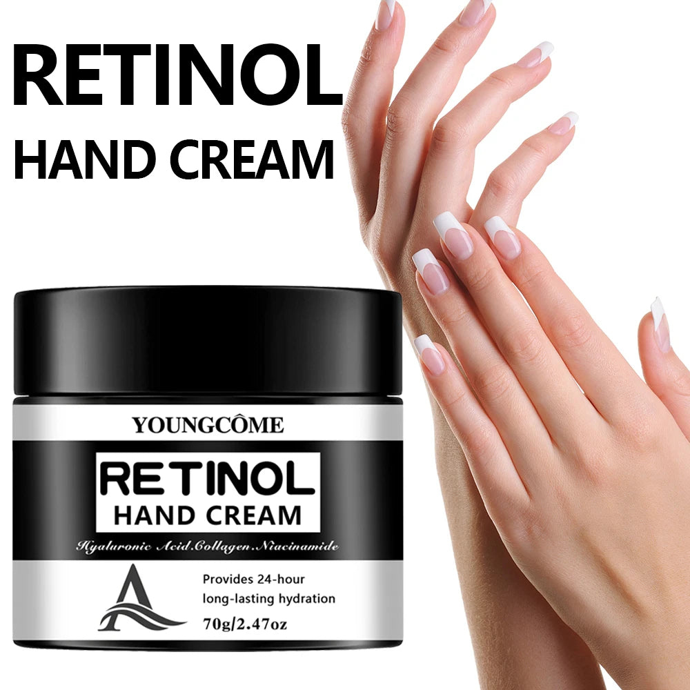 YOUNGCOME Retinol Hand Cream with Hyaluronic Acid & Collagen - 24-Hour Long-Lasting Hydrating Hand Moisturizer 40/70g
