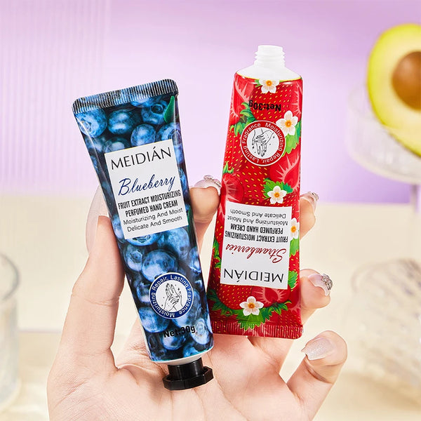 Meidian Fruit Fragrance Hand Cream Packaged Set of 5 Moisturizing and Hydrating Hand Cream Set for Autumn and Winter to Prevent Dryness and Cracking, Hand Care Cream for Skin Softening and Nourishment, Hand Moisturizing Cream