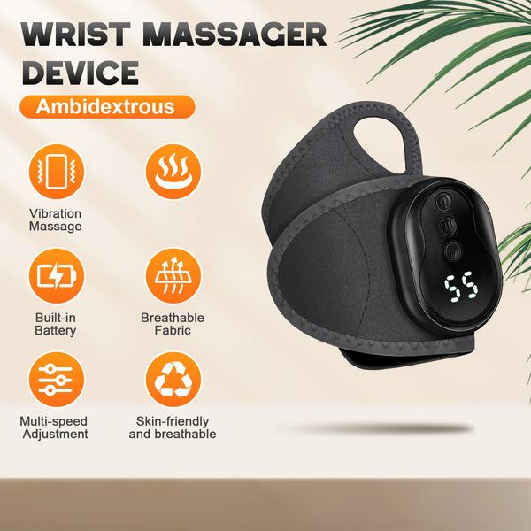 Portable Wrist Massager Hand Massage Deivce Cordless Wrist Brace Vibration Wrist Pad for Carpal Tunnel Hand Wrist Daily Comfort