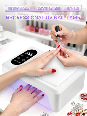 2-in-1 Hand Pillow UV/LED Nail Lamp – 96 Beads 2X Fast Drying, 4 Timer Modes & Removable Base Nail lamp fast drying