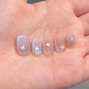 10Pcs Handmade Press on Nails Blue Fake Nails with Fish Pattern Wearable Stick-on Nails Full Cover False Nai