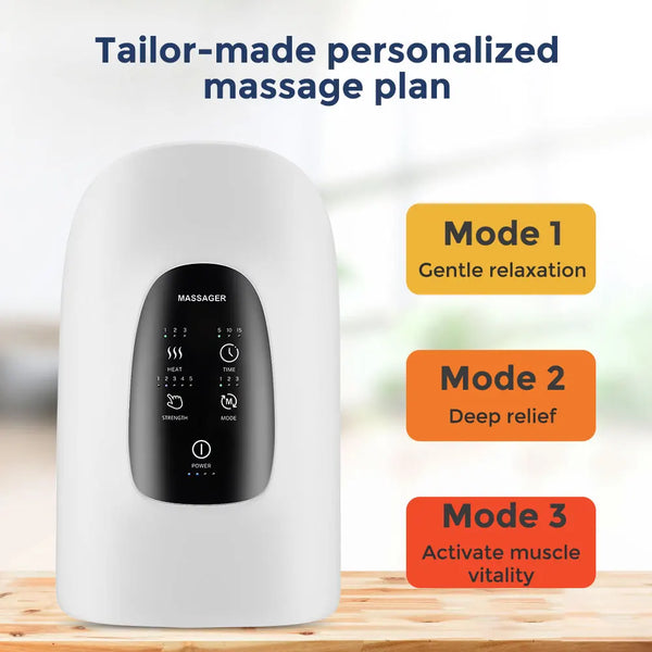 Cordless Electric Hand Massager with Air Pressure Hot Compress Palm Massage Hand Point Airbag Relieve Finger Wrist Muscle Relax