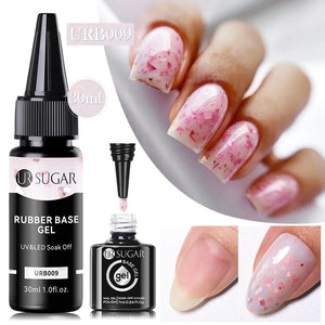 UR SUGAR 30ml Pink Gold Flakes Rubber Base Gel Refill Package Aurora Glitter Sequins Varnish Soak Off UV LED Gels Polish