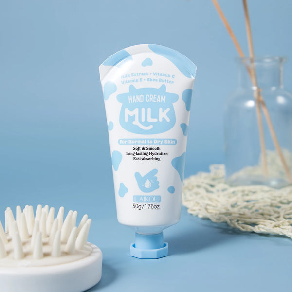 LAIKOU Milk Hand Cream Intensive Hydration Fast-Absorbing Smoothing Repair Dry Cracked Skin Vitamin C Enriched