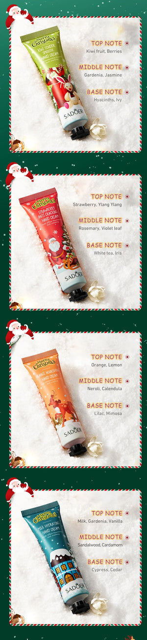 5pcs SADOER Christmas Hand Cream Sets Moisturizing Nourishing Whitening Hydrating Anti-aging Hands Skin Care Products