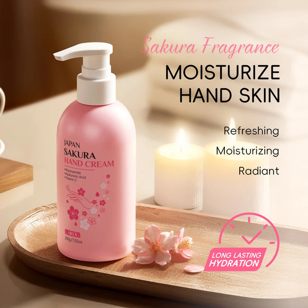 LAIKOU Japan Sakura Hand Cream 200g Long-Lasting Hydration Smooth Radiant Refreshing Scent Hand Care