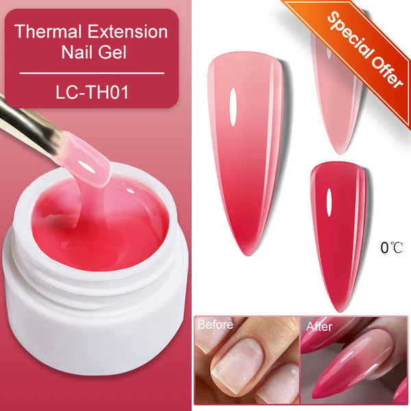 LILYCUTE 7ml Non Stick Hand Solid Extension Gel Nail Polish 3D Auroras Effect Carving Flower Function For Finger ProlongHard Gel